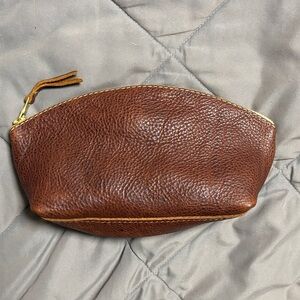 Portland Leather Goods Brown Zip Up Eclipse Makeup Bag